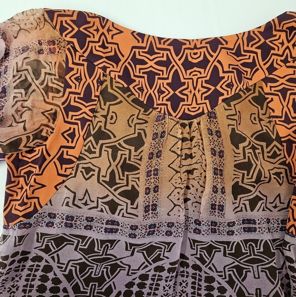 Diane Von Furstenberg Tabalah Silk V Neck Dress In Orange And Maroon Size 4 - Picture 9 of 16